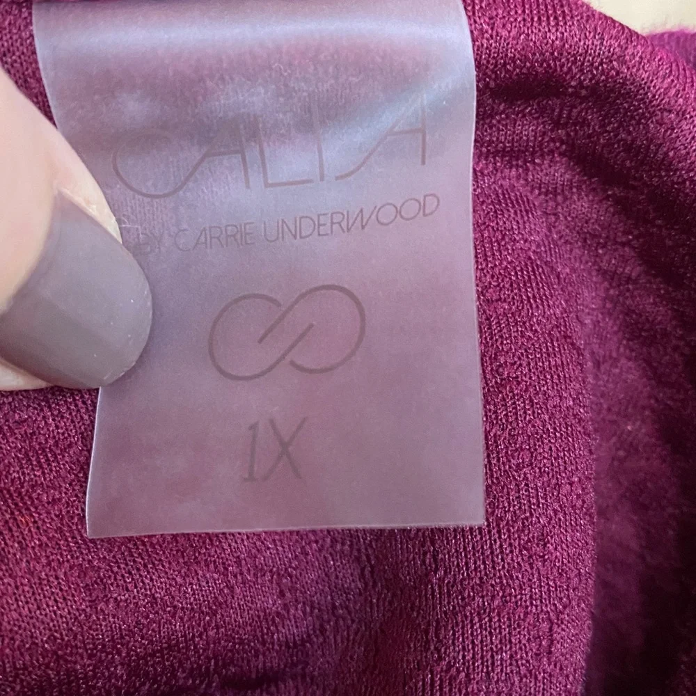CALIA Raspberry Textured Pullover 1X - Picture 5 of 8